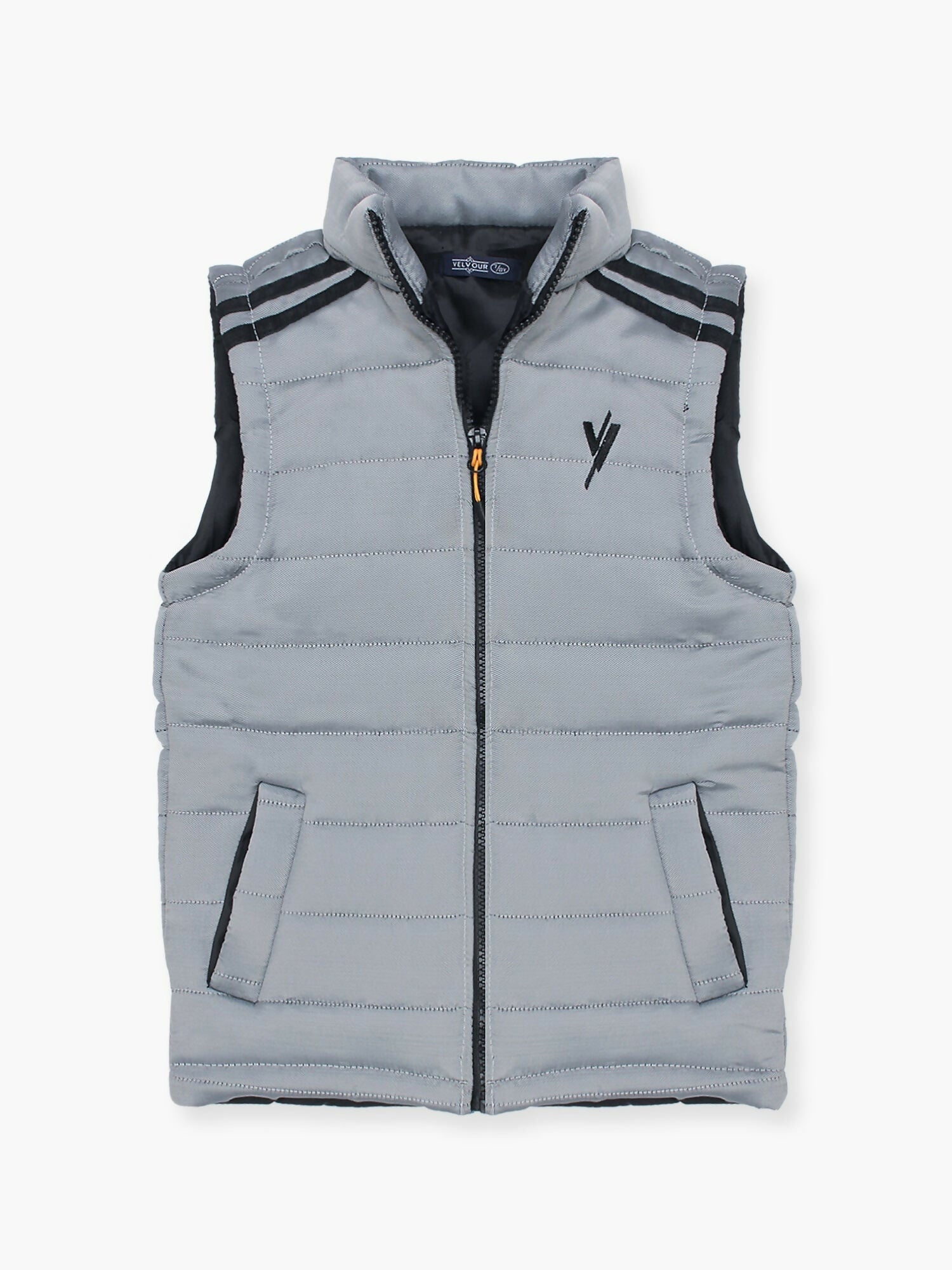 Silver Velvour Printed Puffer Jacket-VJ35-E