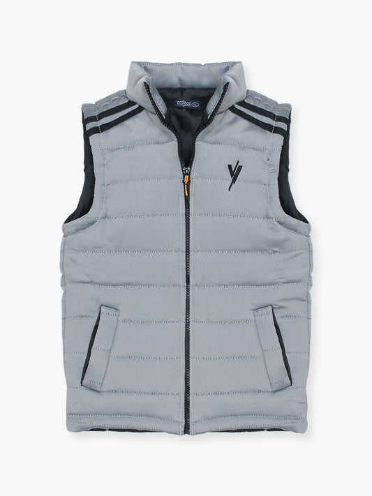 Silver Velvour Printed Puffer Jacket-VJ35-E