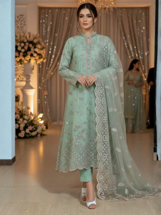 Duas Boutique Turkish Net Embellished Unstitched 2-Piece Suit-Style 11