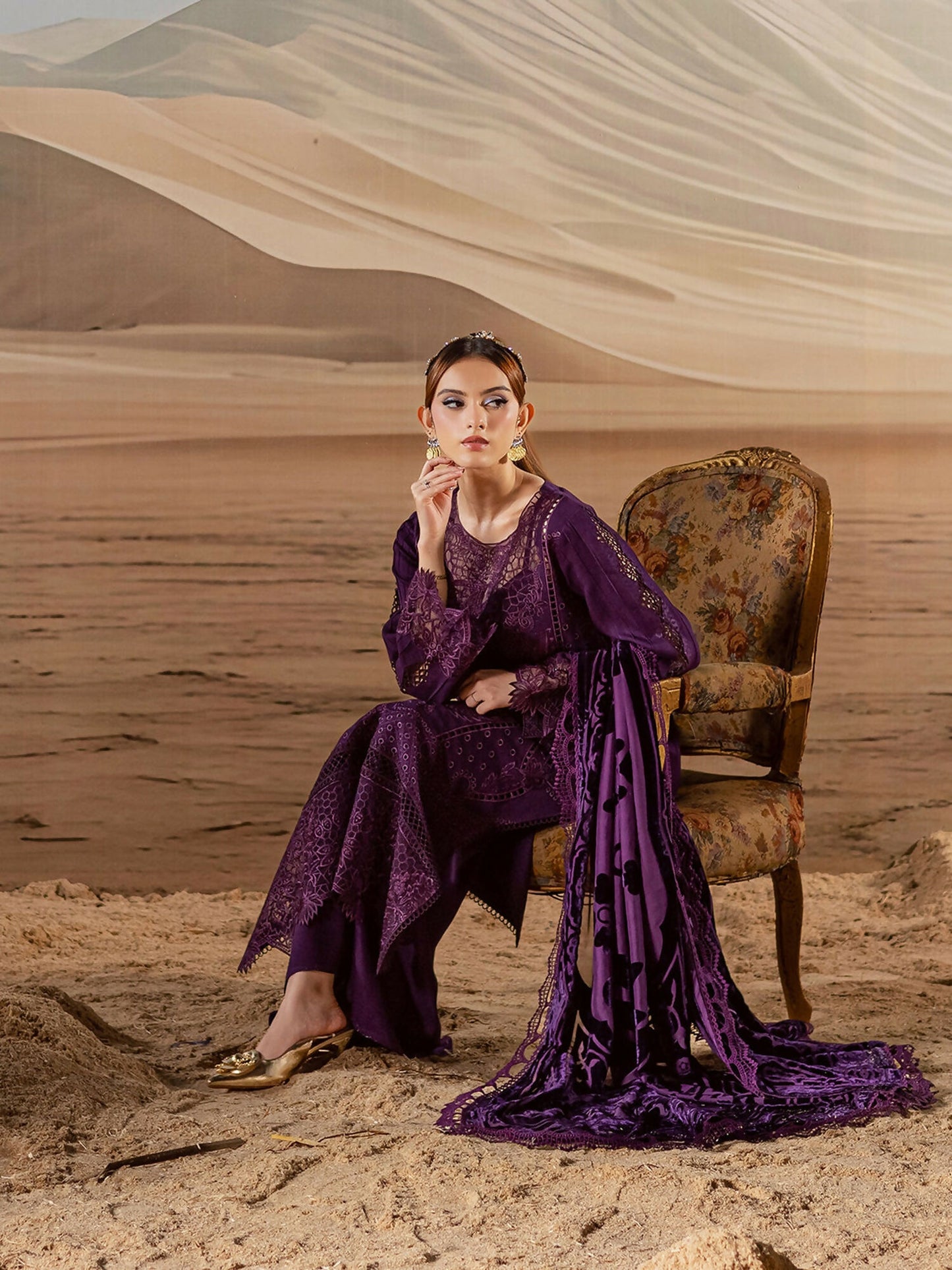 Mahnur Amelia Kotrai Embroidered Unstitched 3-Piece Suit-CK-010