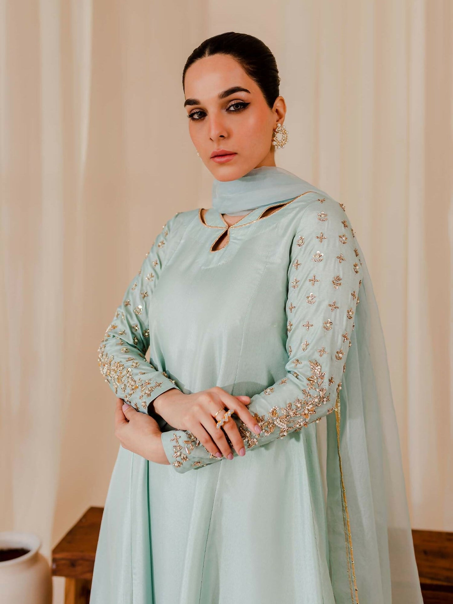 Allure By IH Raw Silk Embellished Stitched 3-Piece Suit-Madonna