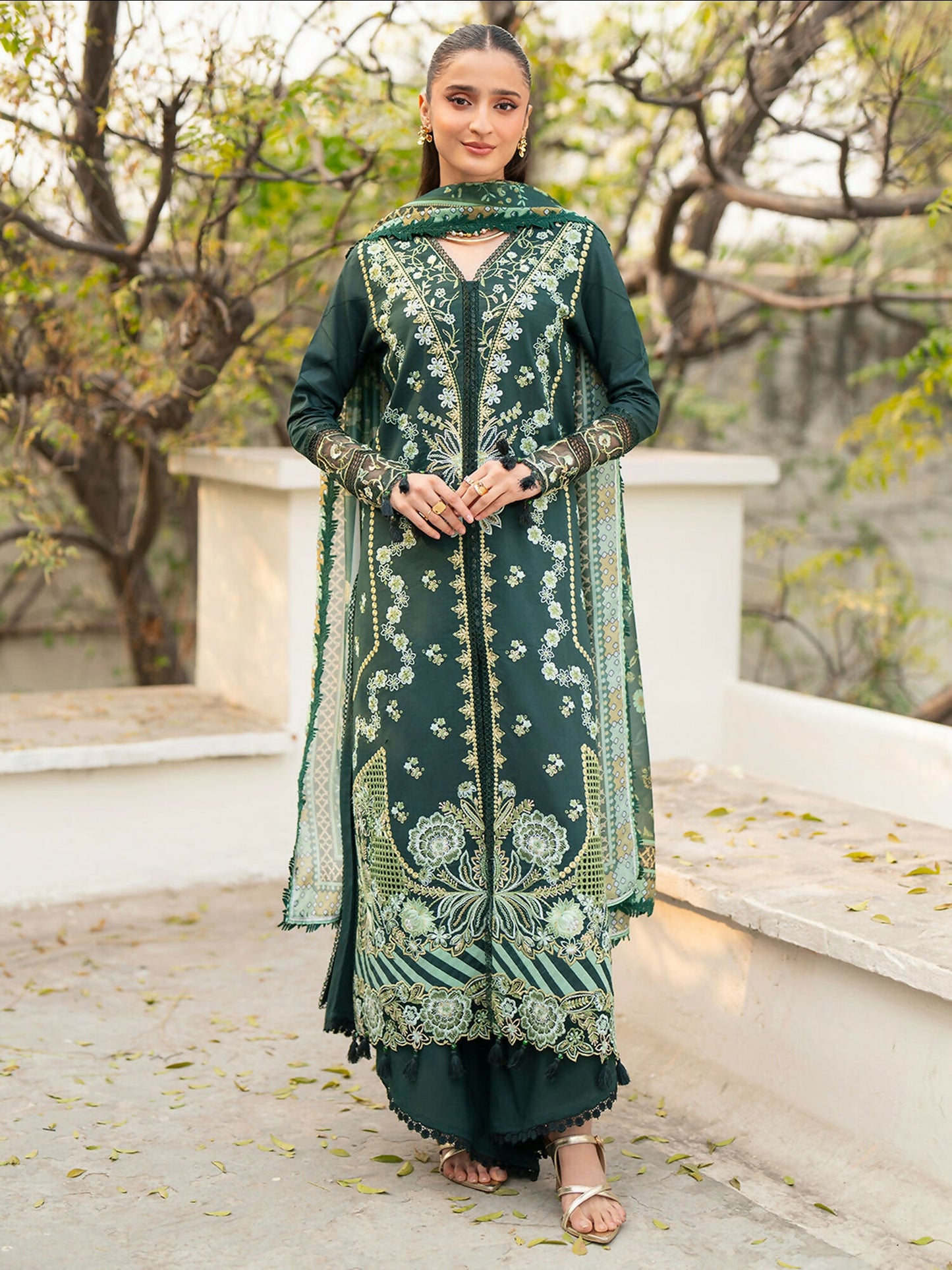 Mahnur Angan Lawn'26 Embroidered Stitched 3-Piece Suit-AN-010