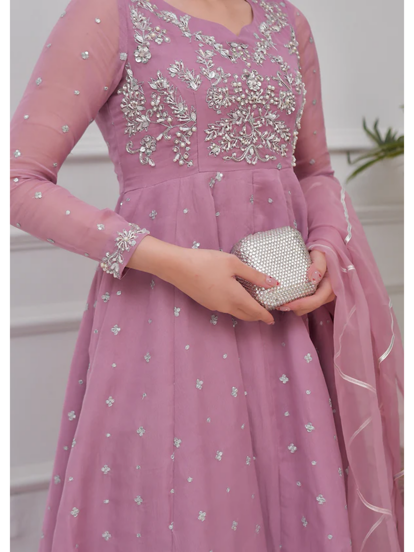 Allure By IH Lehr Chiffon Embroidered Lehenga-Mystic