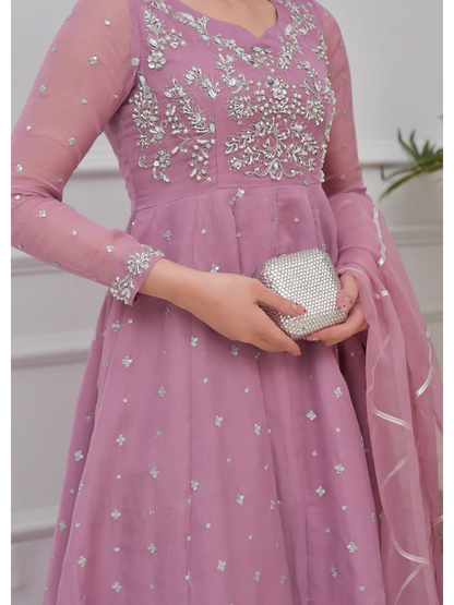 Allure By IH Lehr Chiffon Embroidered Lehenga-Mystic