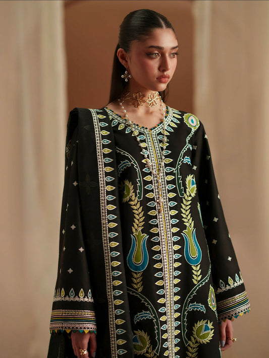 Binilyas Mashriq Luxury Lawn'26 Embroidered Unstitched 3-Piece Suit-D-118-B