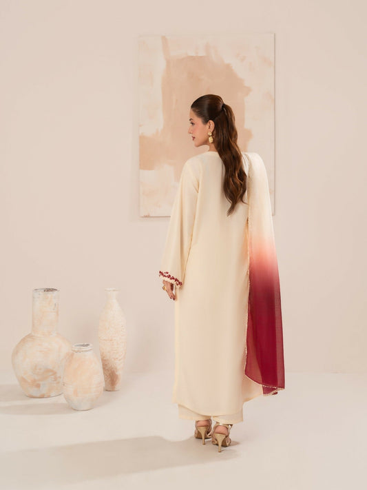 Stylish Collection Luxe Edit Linen Embroidered Stitched 3-Piece Suit-Aizal