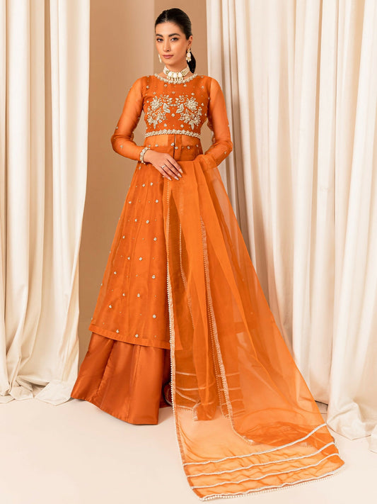 Allure By IH Luxe Formals Organza Embellished Lehenga-Coco