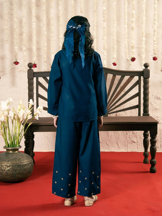 Velvour Girls Cotton Embroidered Co-Ord Set-VG190-B