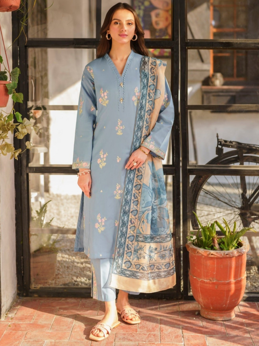 Panache Apparel Daily Essentials RTW Linen Embroidered Stitched Suit-Bloom