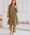 Panache Apparel Chambray Katan Printed Stitched Suit-Evergreen