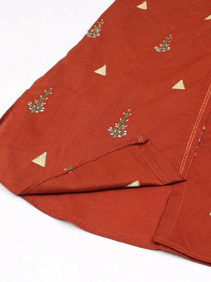 Velvour Girls Cotton Embroidered Stitched 2-Piece Suit-VG101-C
