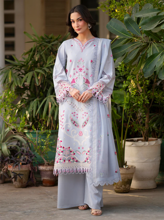 Mahnur Ember Lawn Embroidered Unstitched 3-Piece Suit-EM-008