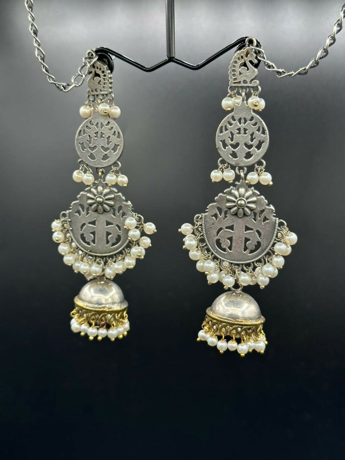 H&A Jewellery Handmade Brass Oxidized Jhumka With Sahara