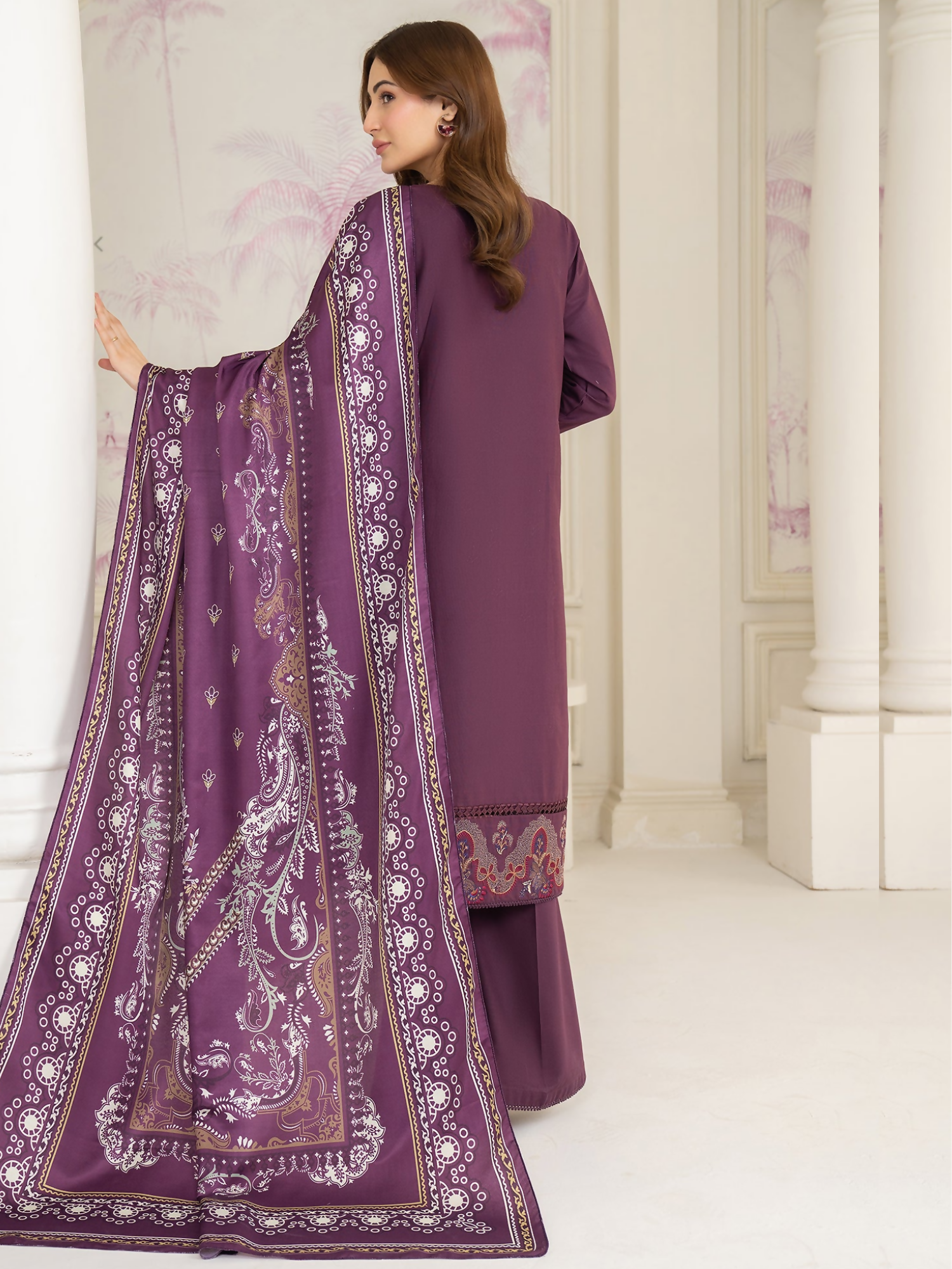Panache Apparel Winter Whisper Khaddar Embroidered Stitched Suit-Snowfall