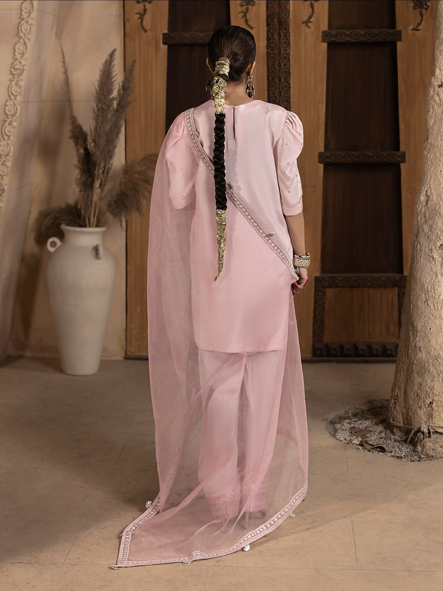 Hemstitch Raw Silk Embroidered Stitched 3-Piece Suit-Aleeha
