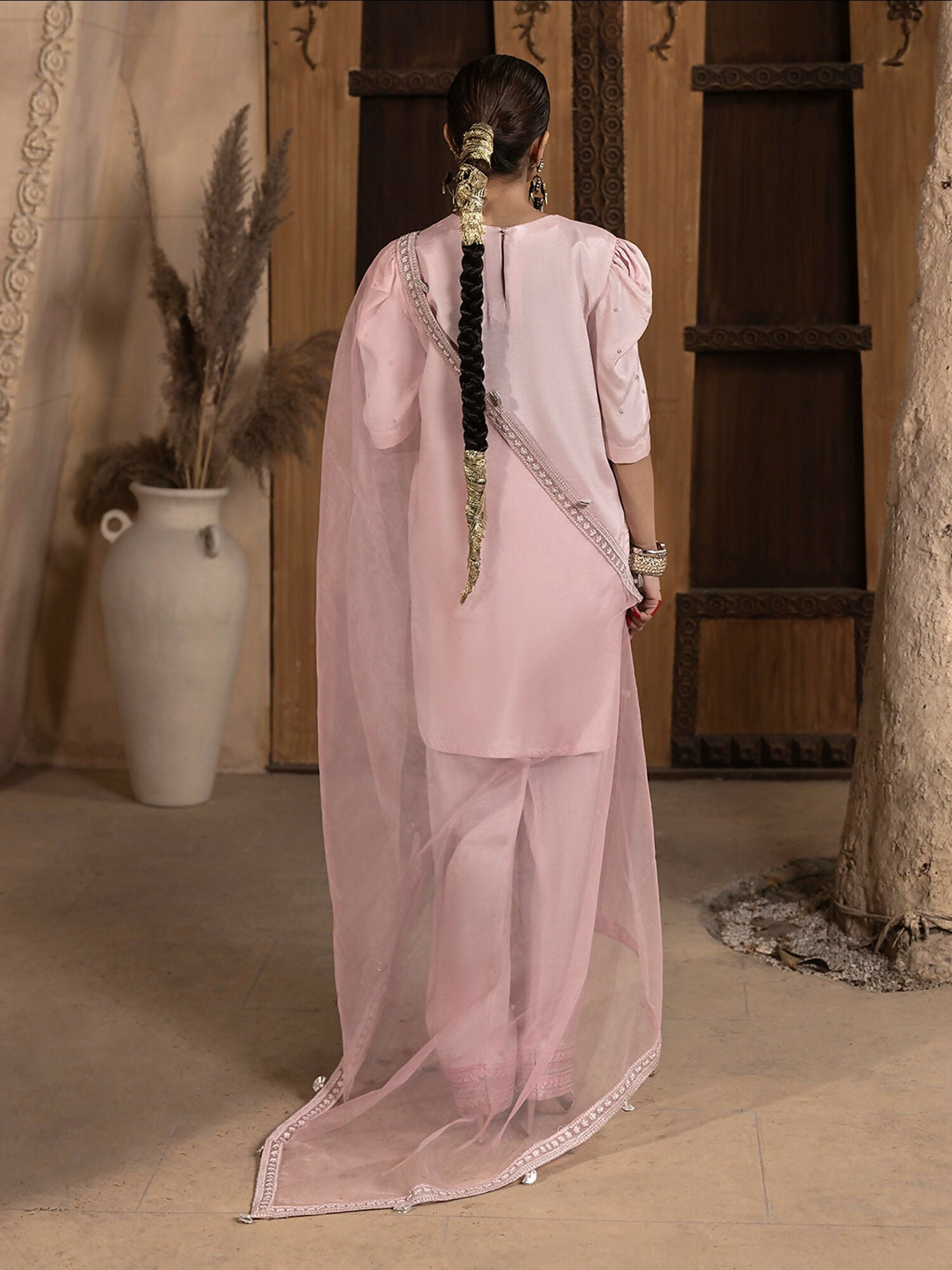Hemstitch Raw Silk Embroidered Stitched 3-Piece Suit-Aleeha