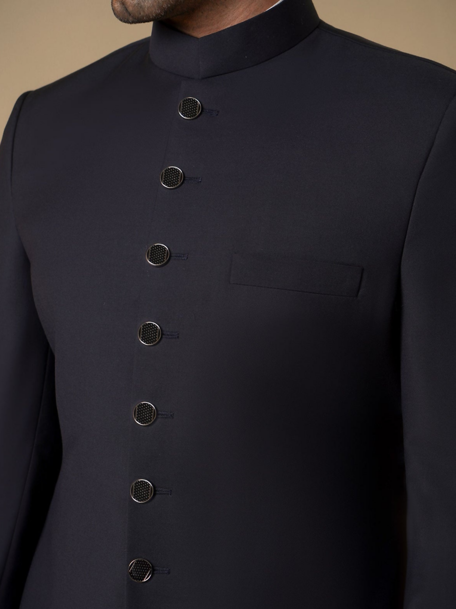 Gem Garments Janaan Jacquard Sherwani-Imperial Navy