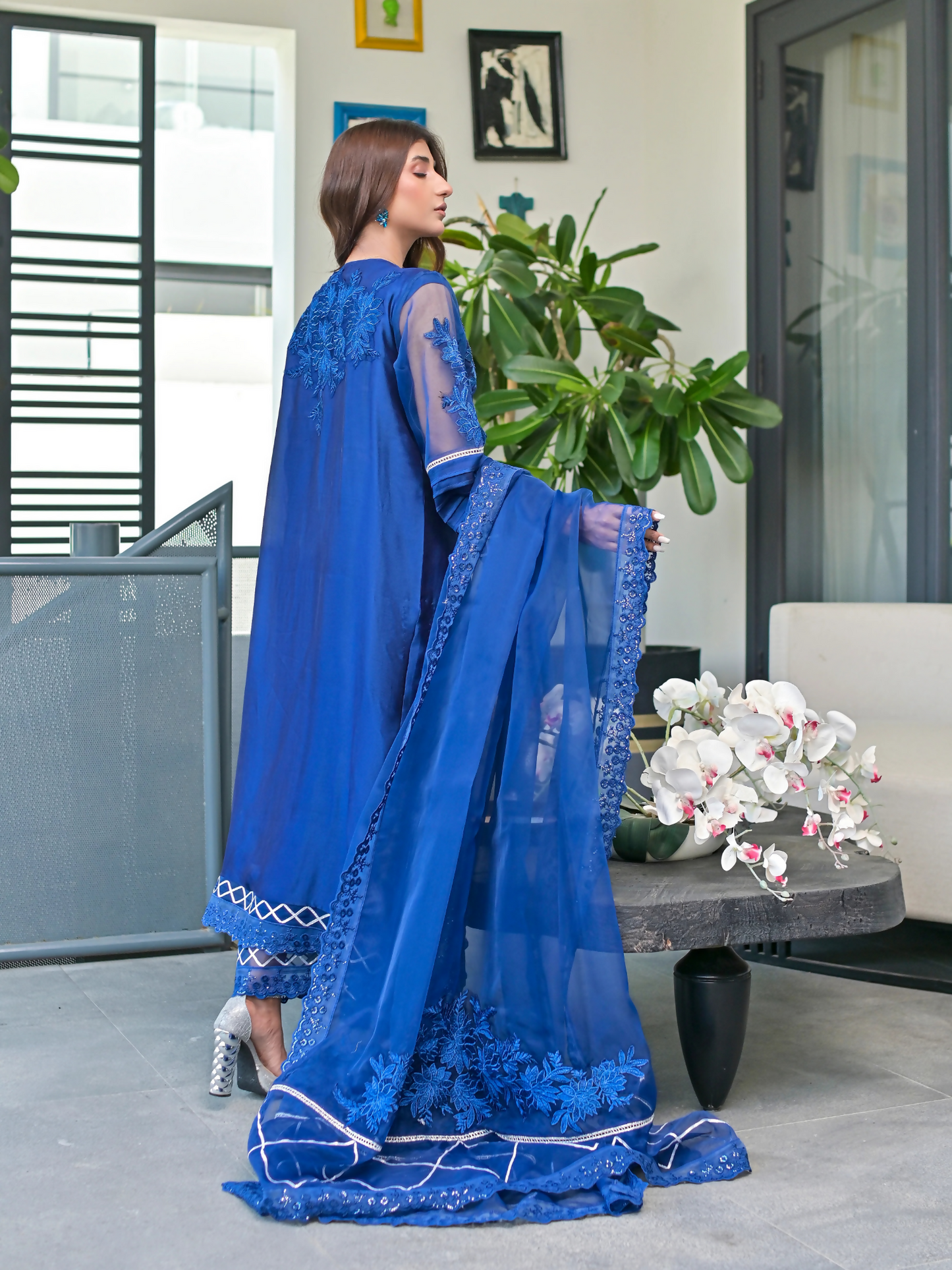 Farooq Hameed Studio Eid Edition'24 Silk Embroidered Stitched 3-Piece Suit-Freya