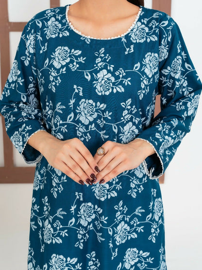 Stylish Collection Enchant Pret Linen Printed Co-Ord Set-Rose Teal