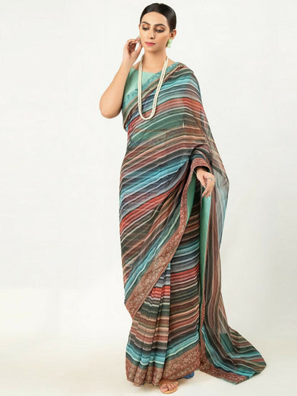 Imran Aftab Chiffon Printed Unstitched Saree-IASC 09