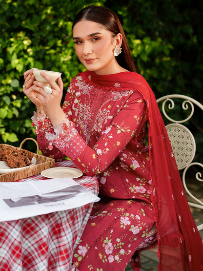 Parishay Ivy Bloom Viscose Embroidered Stitched 3-Piece Suit-IW-02