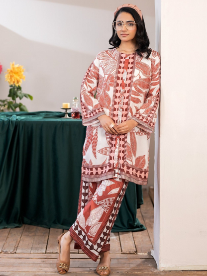 Panache Apparel Crepe De Luxe Crepe Printed Co-Ord Set-Flow