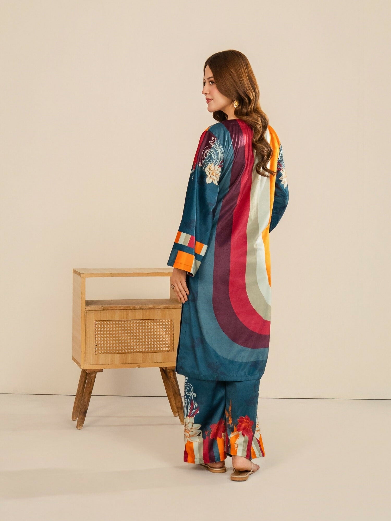 Stylish Collection Velvet Vogue Printed Co-Ord Set-Multi Melt