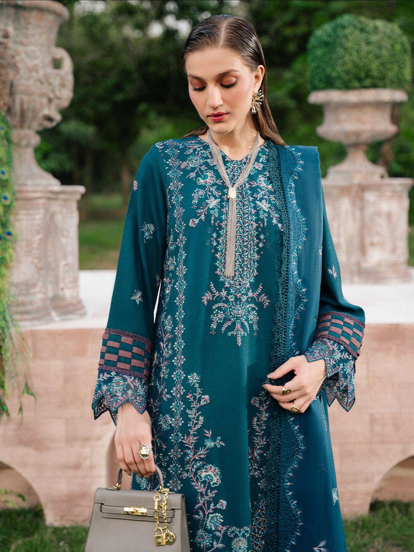 Mahnur Secret Garden Karandi Embroidered Unstitched 3-Piece Suit–SG-009