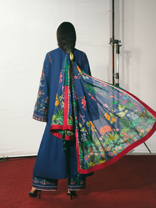 Jugnu by Hussain Rehar The Reserved View SS/Edit I Cotton Embroidered Unstitched 3-Piece Suit-Peroz