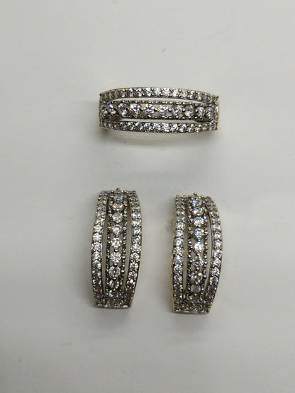 H&A Jewellery Dual Tone Stud Earrings and Ring Set