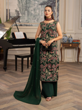 Hemstitch Chiffon Embroidered Stitched 3-Piece Suit-Jade