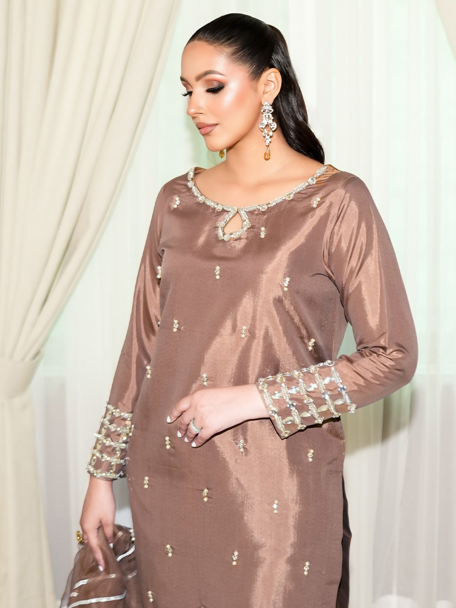 Allure By IH Fashion Calling Raw Silk Embellished Stitched 3-Piece Suit-Zelda