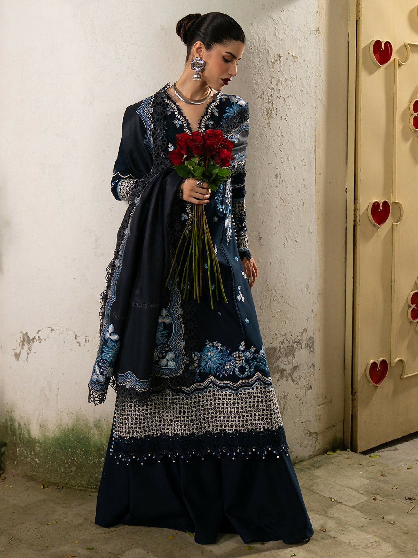 Binilyas Gulrukh Khaddar Embroidered Unstitched 3-Piece Suit-62-B