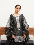 Hussain Rehar Luxury Pret Eid'23 Raw Silk Embellished Stitched 3-Piece Suit-Ebony