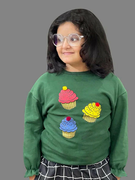 Funky's Girl’s Cup Cake Fleece Sweat Shirt-11998