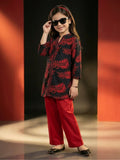 Velvour Girls Linen Printed Co-Ord Set-VG228-B