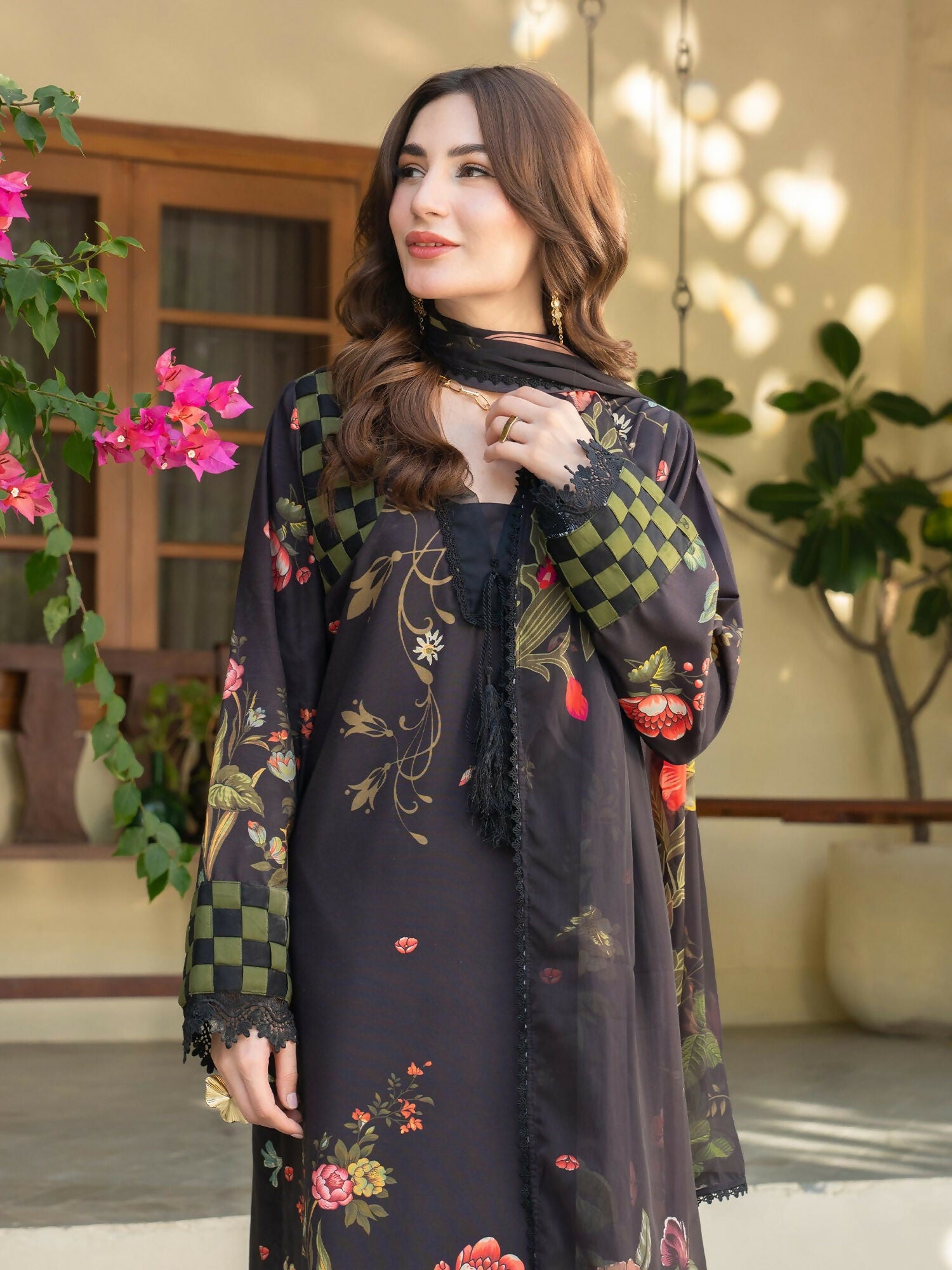 Panache Apparel Mah-e-Noor Raw Silk Printed Stitched Suit-Orya
