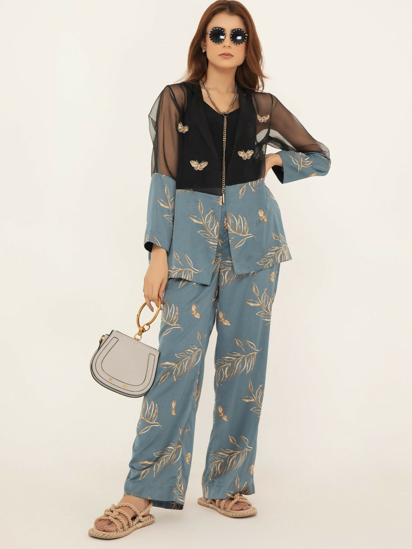 Shiza Hassan SH West Blended Silk Printed Co-Ord Set-Ciel