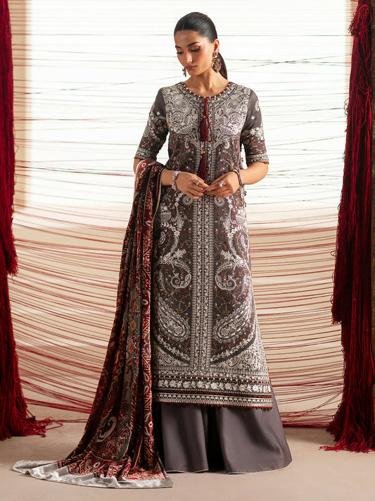 Binilyas Saqqara Kotrai Embroidered Stitched 3-Piece Suit-161-A