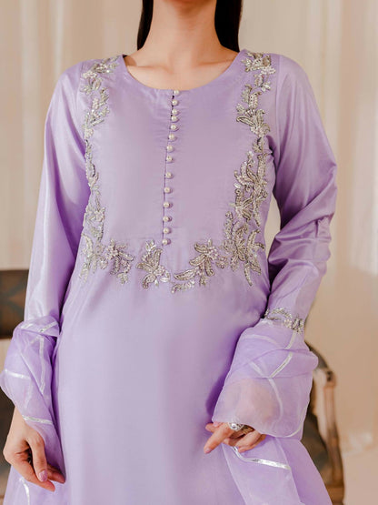 Allure By IH Raw Silk Embellished Stitched 3-Piece Suit-Irene