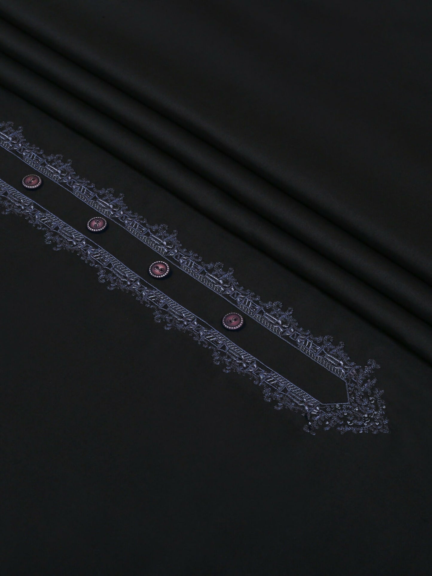 Black Fabrich Men Embroidered Wash & Wear Unstitched Shalwar Kameez-GTS-MG-007