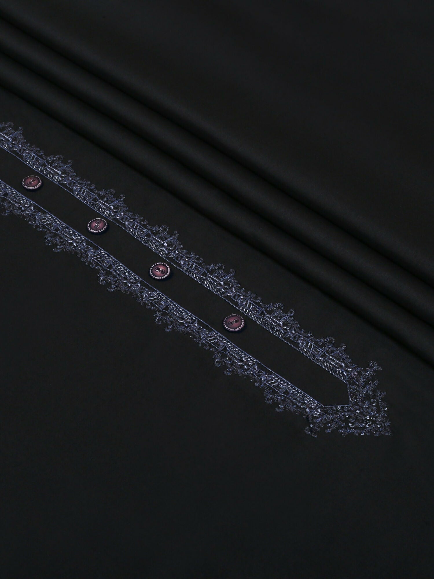 Black Fabrich Men Embroidered Wash & Wear Unstitched Shalwar Kameez-GTS-MG-007