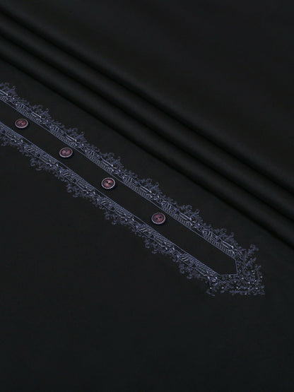 Black Fabrich Men Embroidered Wash & Wear Unstitched Shalwar Kameez-GTS-MG-007