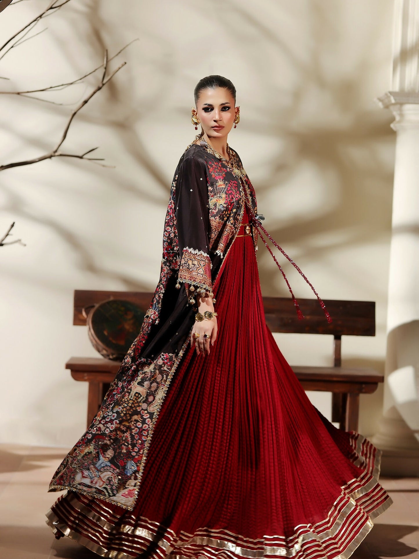 Shiza Hassan The Royal Affair Tusser Silk Embellished Pishwas-Eternal Empress