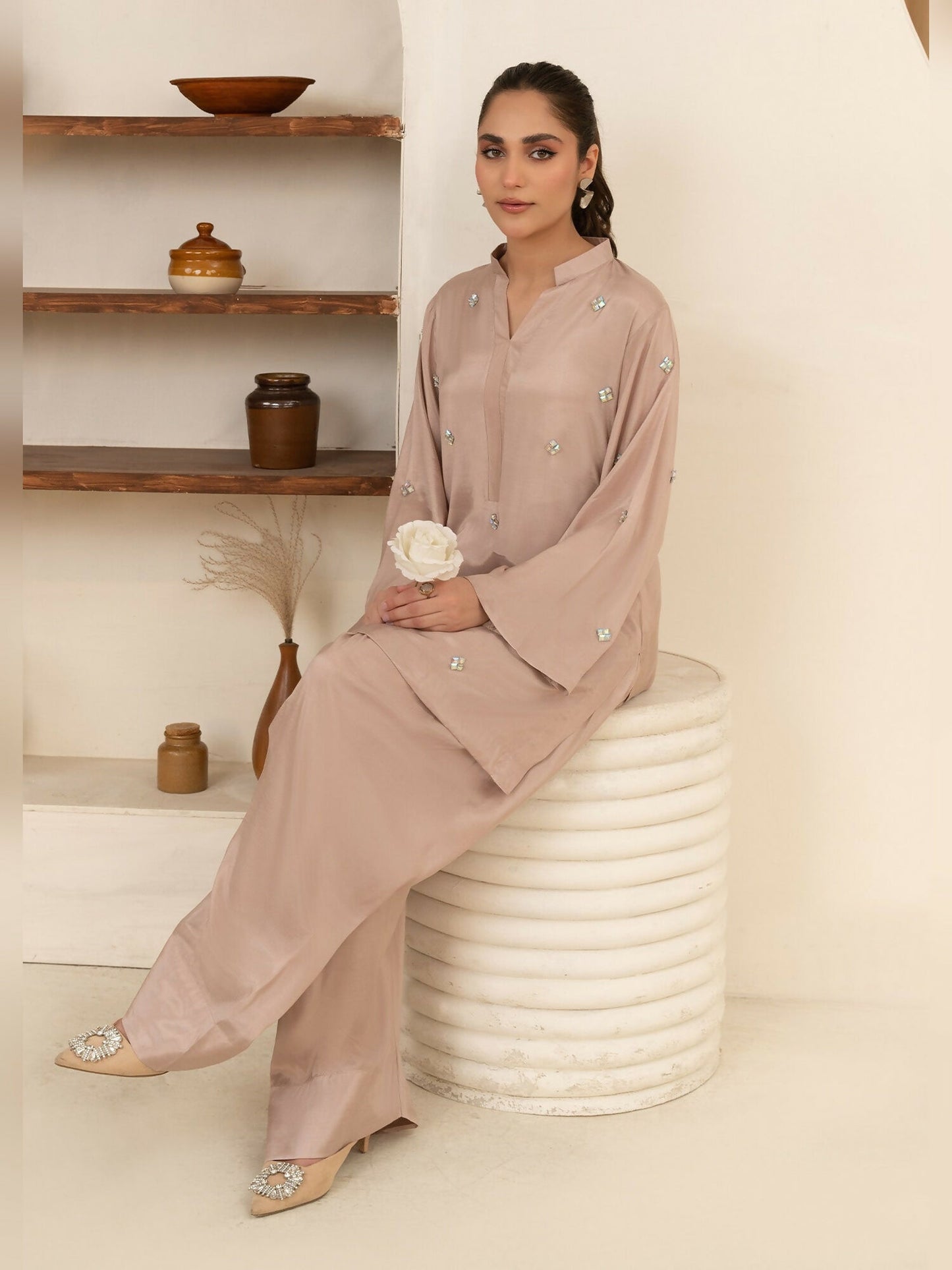 Allure By IH Sira Thai Silk Embellished Co-Ord Set-Linta