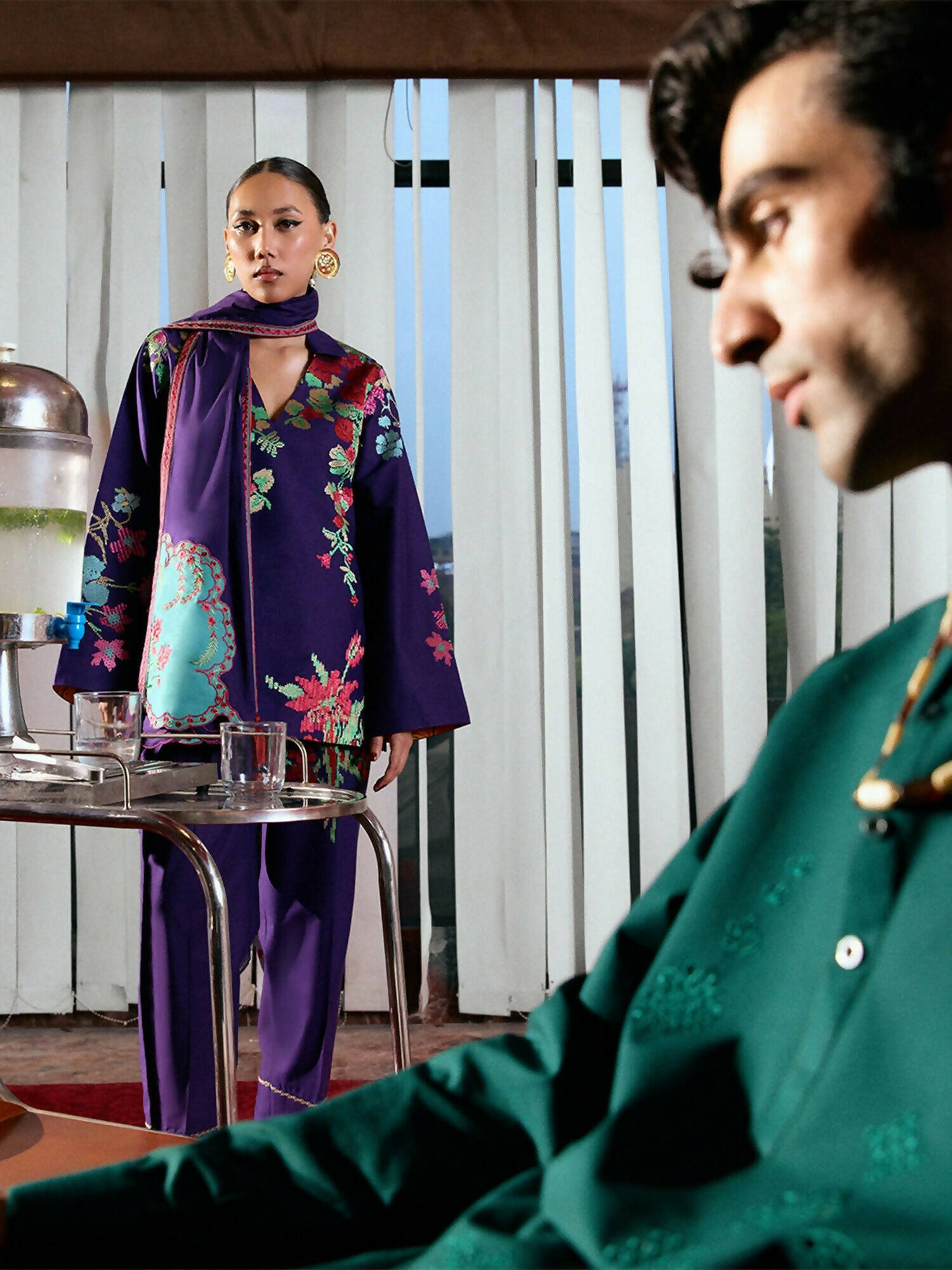 Jugnu by Hussain Rehar Summer Pret'25 Edit III Cotton Embroidered 2-Piece Suit-Sagnik