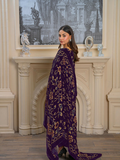 Noori Palachi Embossed Printed Unstitched 3-Piece Suit