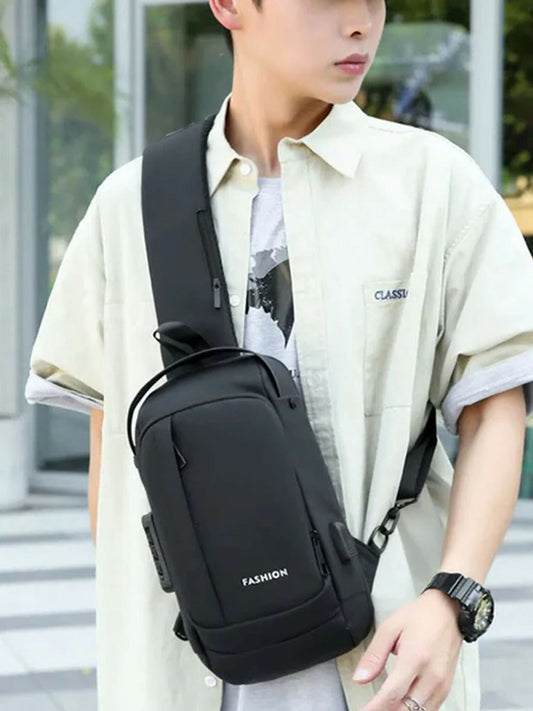 Funky's Plain Smart Usb Charging Large Storage Shoulder Bag-14691