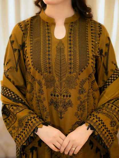 Zeephire Dhanak Embroidered Stitched 3-Piece Suit-Zaitoon