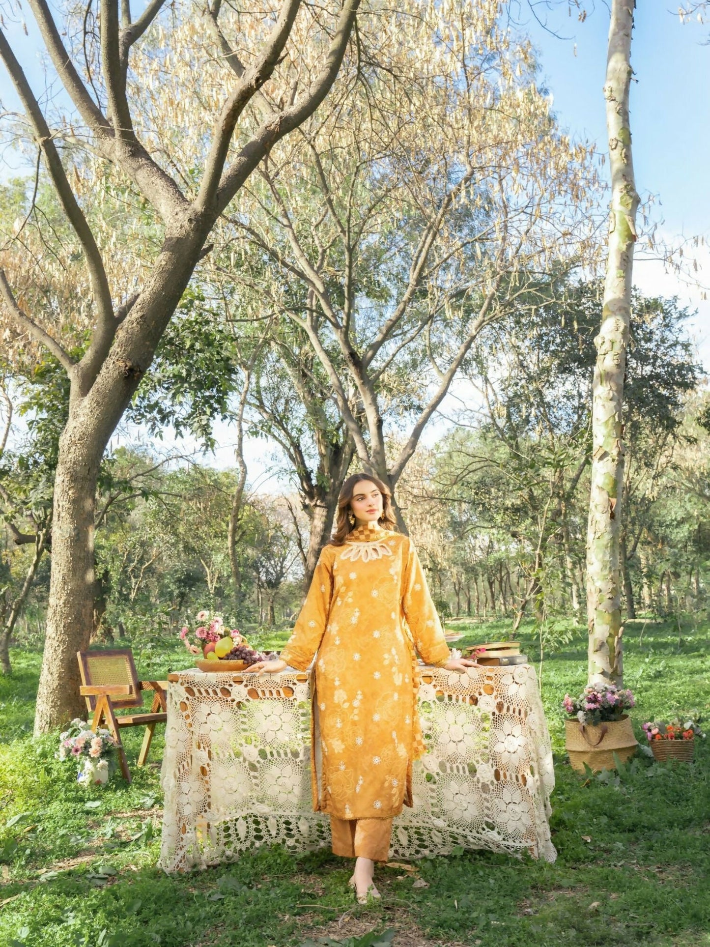 Panache Apparel Lawn Embroidered Stitched Suit-Spice